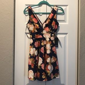 Forever 21 Floral Fit & Flare Dress with V-neck